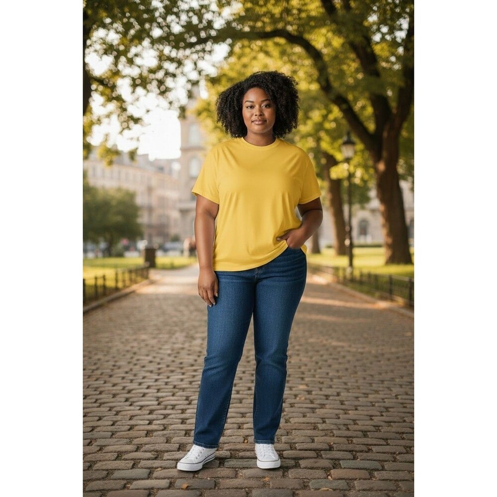 Additions By Chico's T-Shirt Size 3  Yellow Cotton Round Neck Short Sleeves NWT